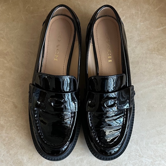Coach Women's Patent Leather Leah Loafer Black Size 7.5 - Picture 6 of 11